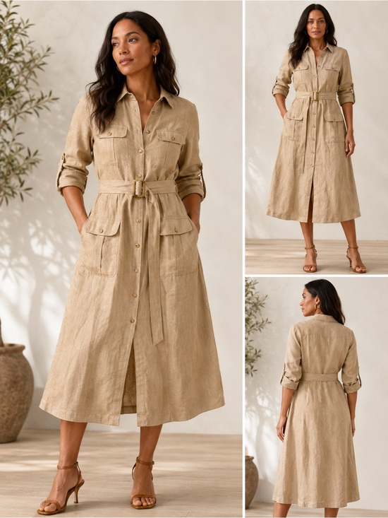 Lauren Ralph Lauren Dresses & Skirts - Lauren Ralph Lauren Beige Linen Button-Front Top